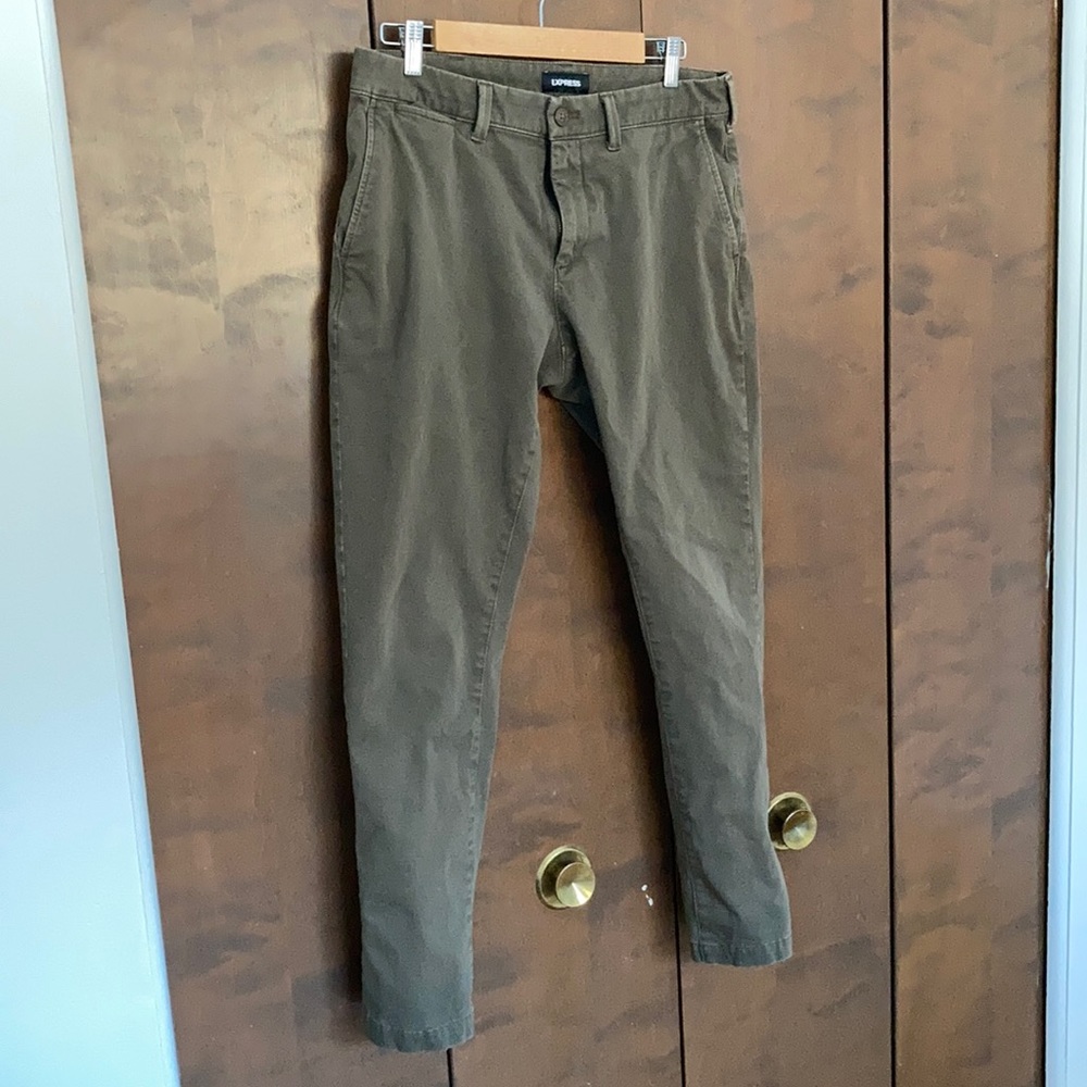 Express Super Skinny Chinos, Army Green, 31x30
